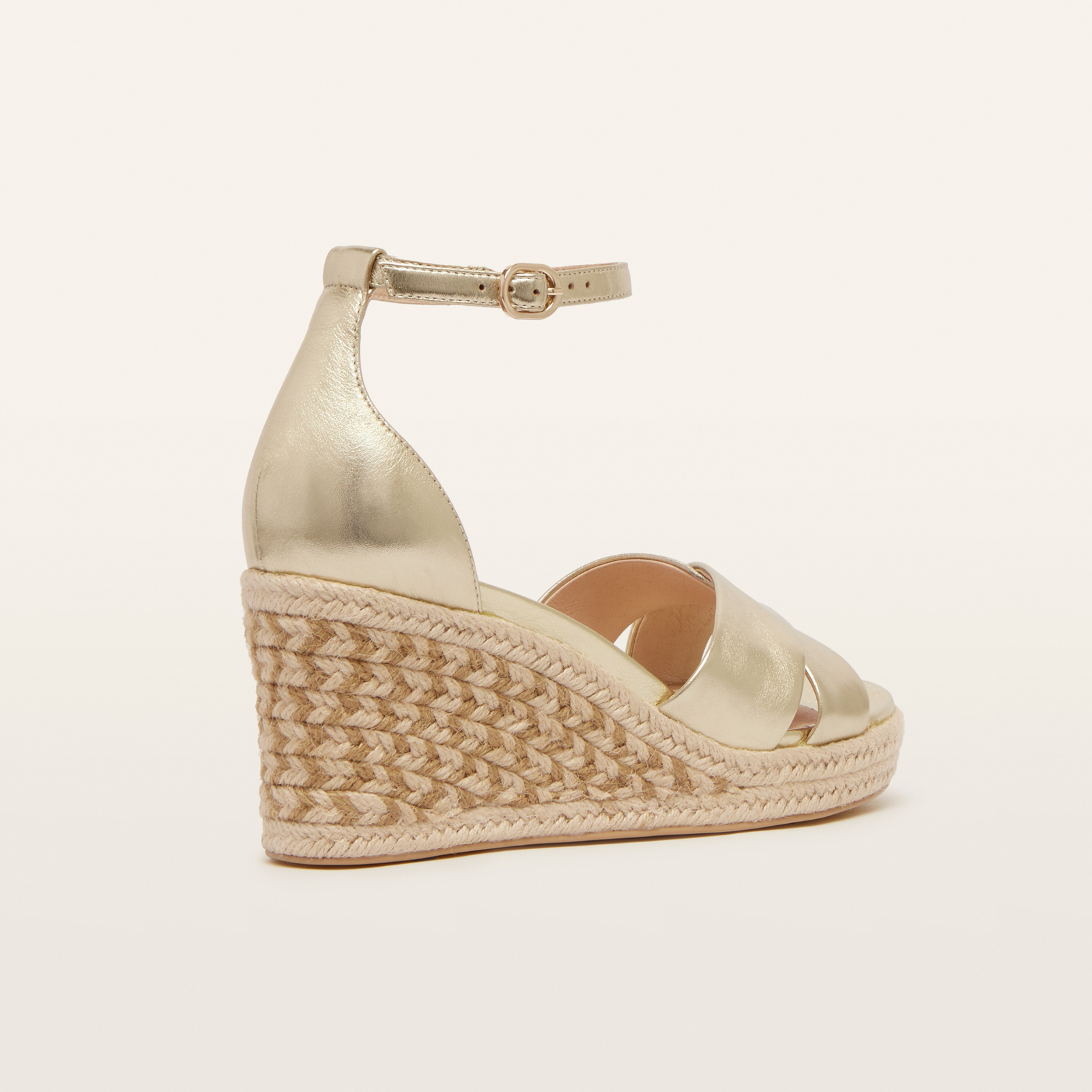 Baker Gold Tumbled Leather Espadrille Wedges