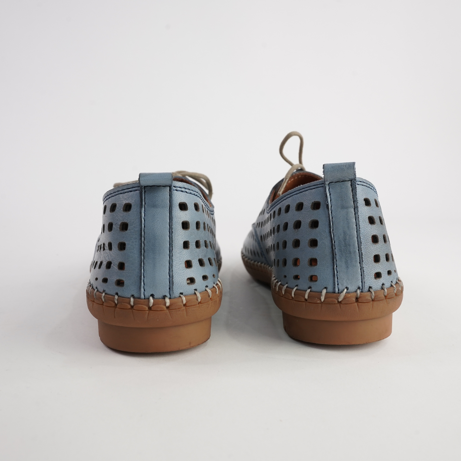 Kroon Denim Leather Lace Up Flats