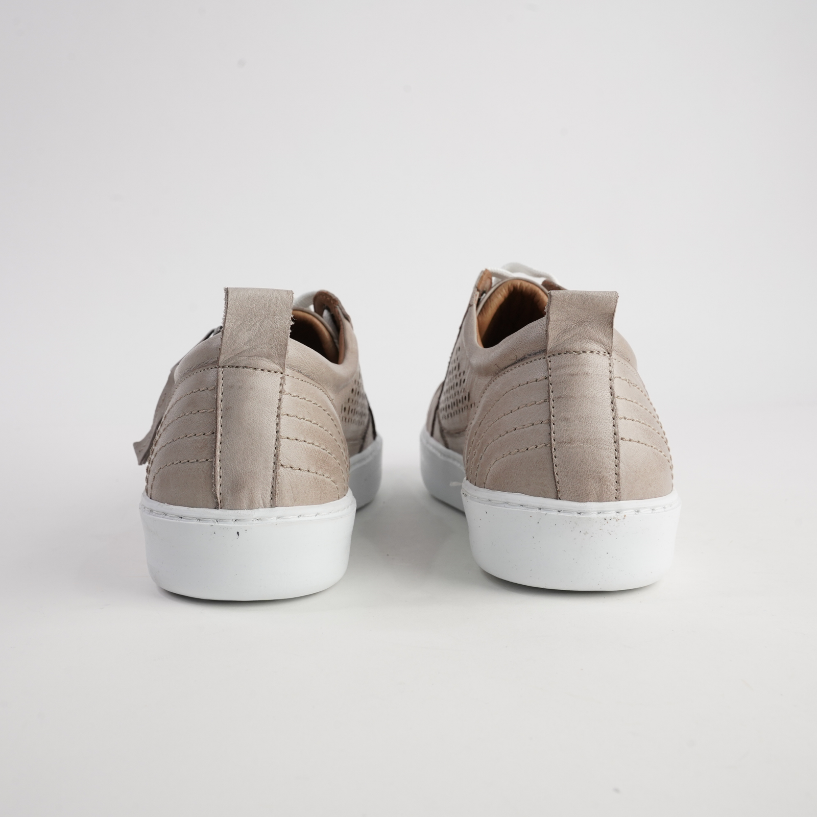 Bella Taupe Leather Sneakers