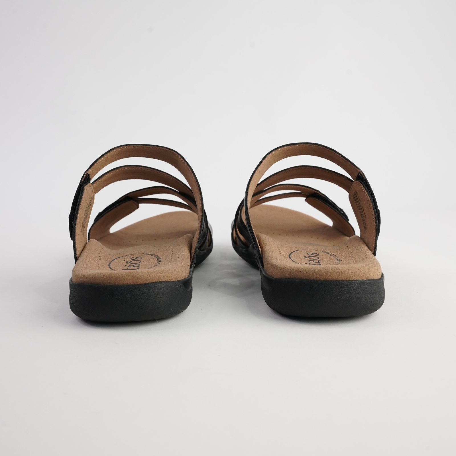 Double U Black Leather Sandals