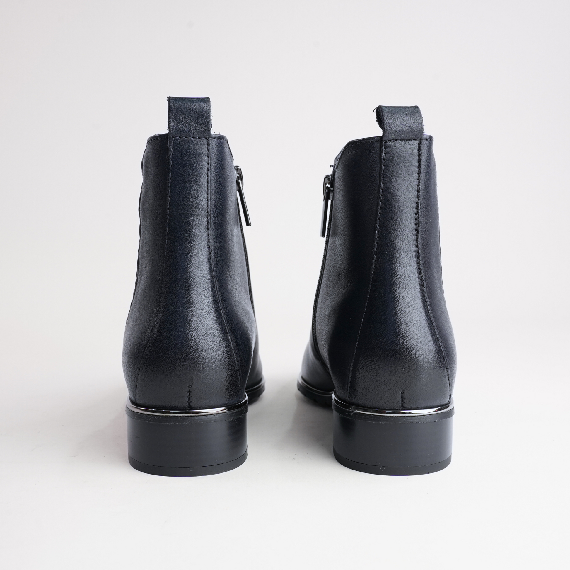 Chiara 02 Navy Leather Ankle Boots