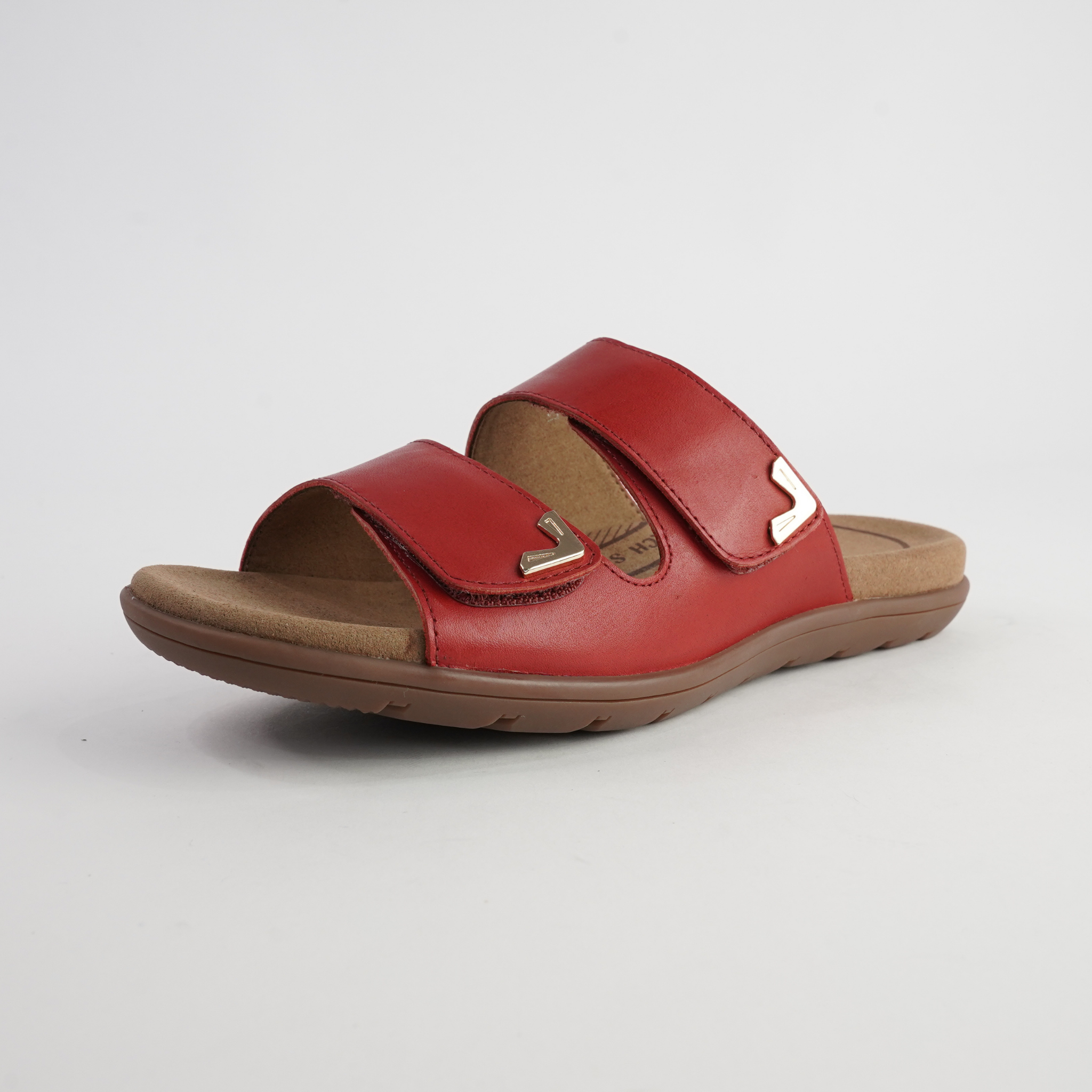 Tribe Red Leather Slides
