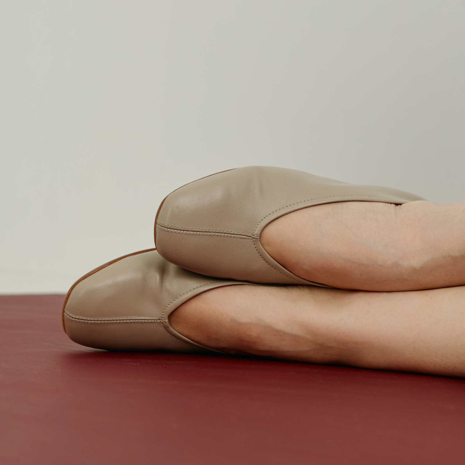 Seamly Taupe Leather Ballet Flats