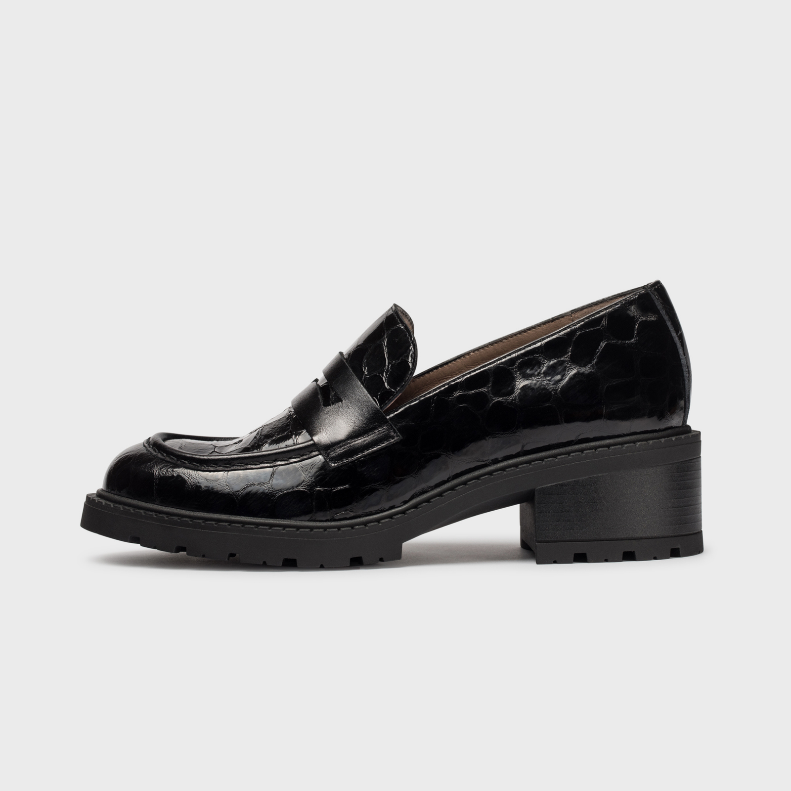 Tero Negro Croc Patent Loafers