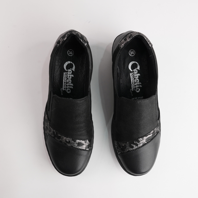 Cp461-18 Black Combo Leather Flats