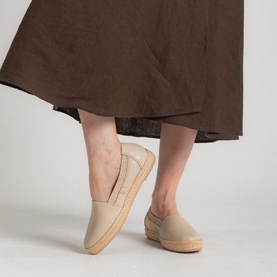 Reece Ecru Leather Espadrilles