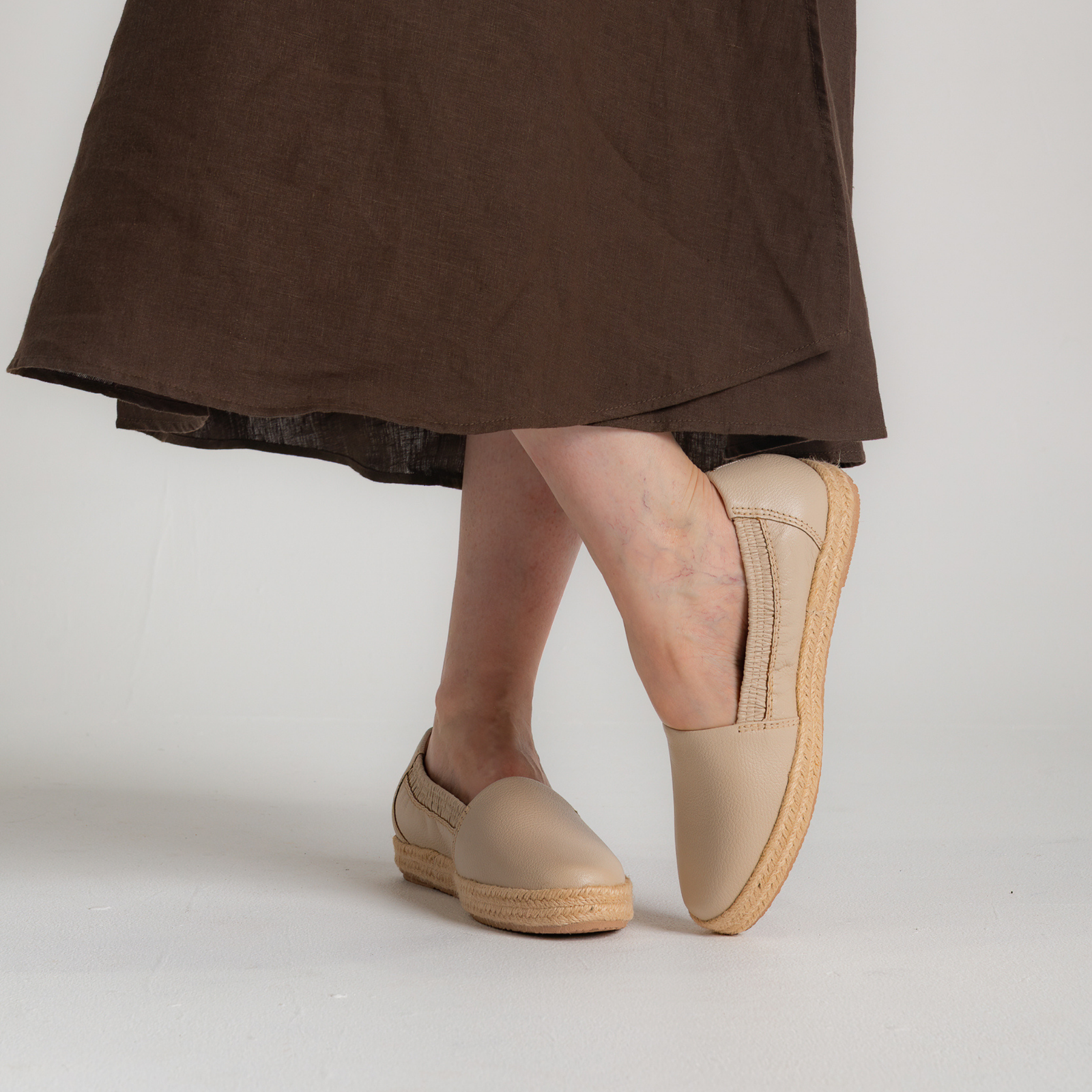 Reece Ecru Leather Espadrilles