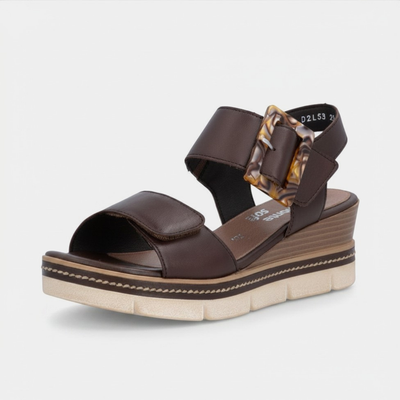 D2L53 Moro Leather Wedge Sandals