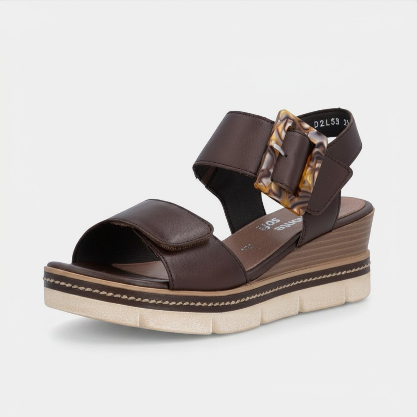 D2L53 Moro Leather Wedge Sandals