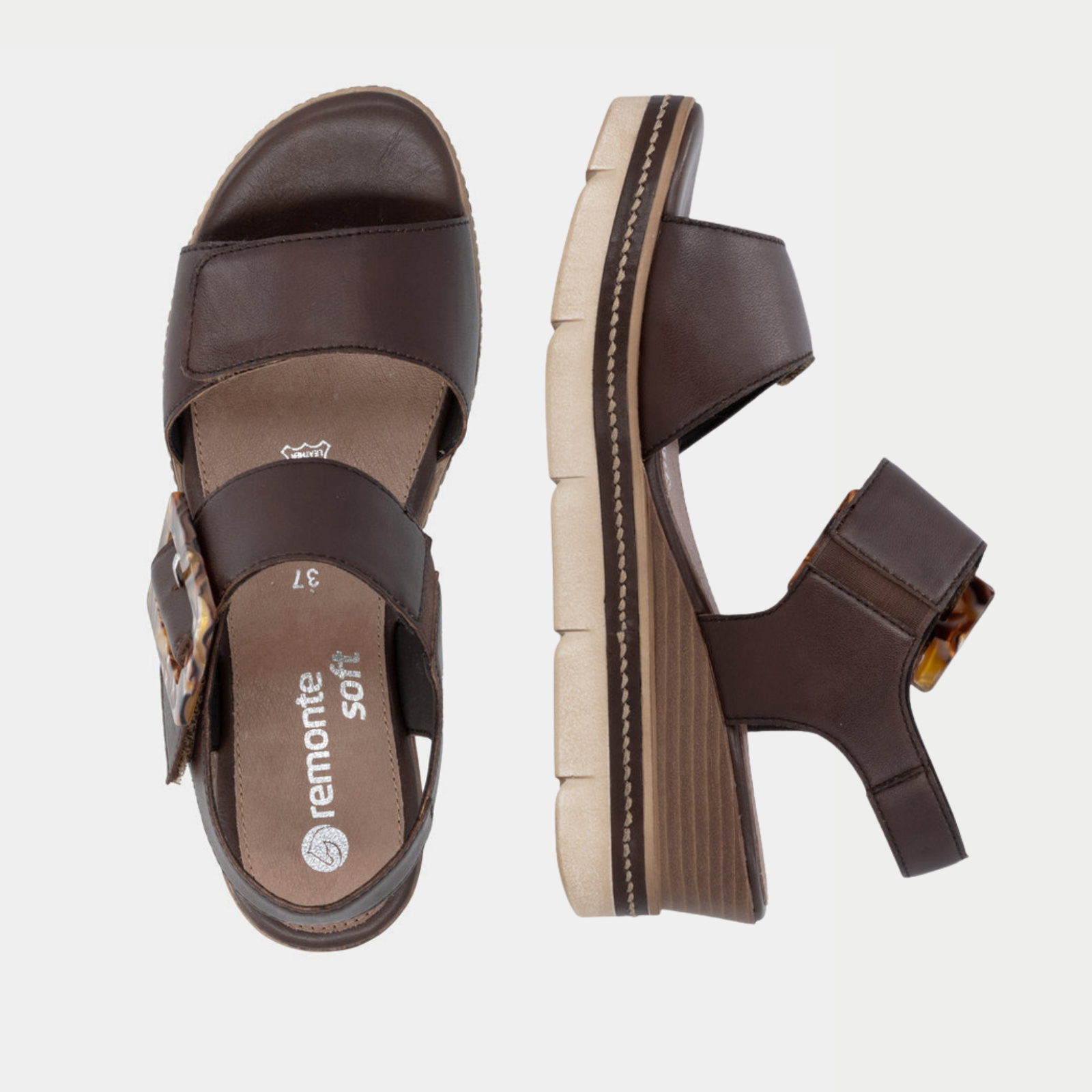 D2L53 Moro Leather Wedge Sandals