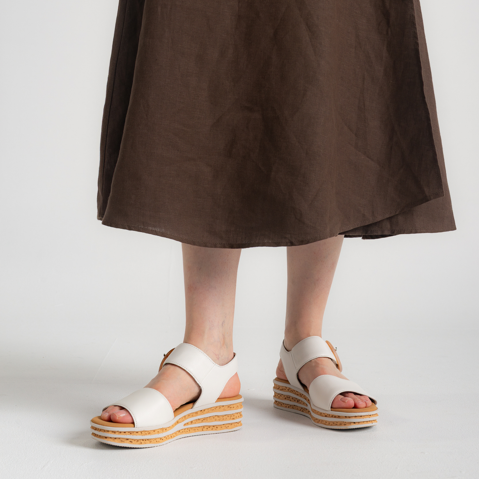 Margo White Leather Sandals