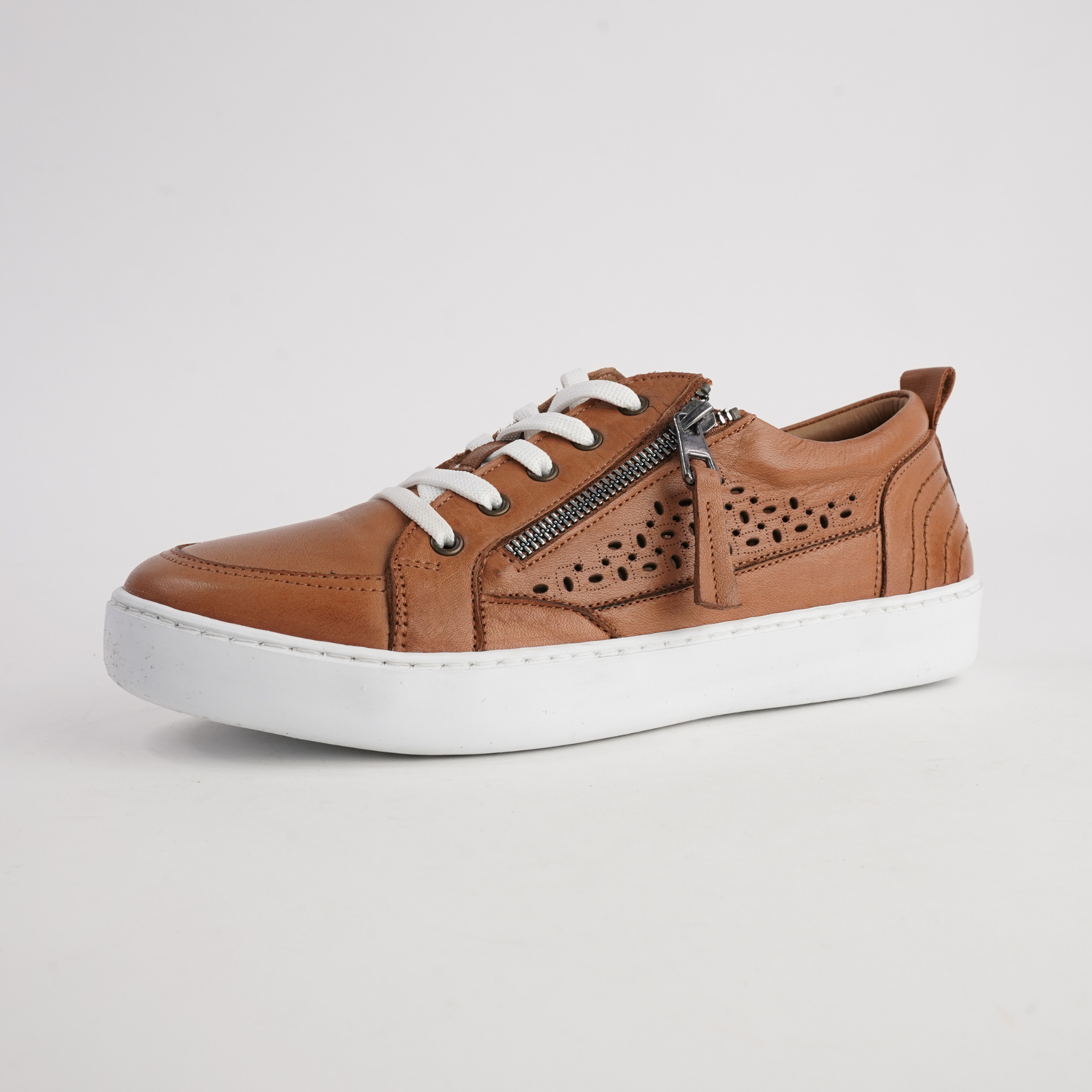Bella Tan Leather Sneakers