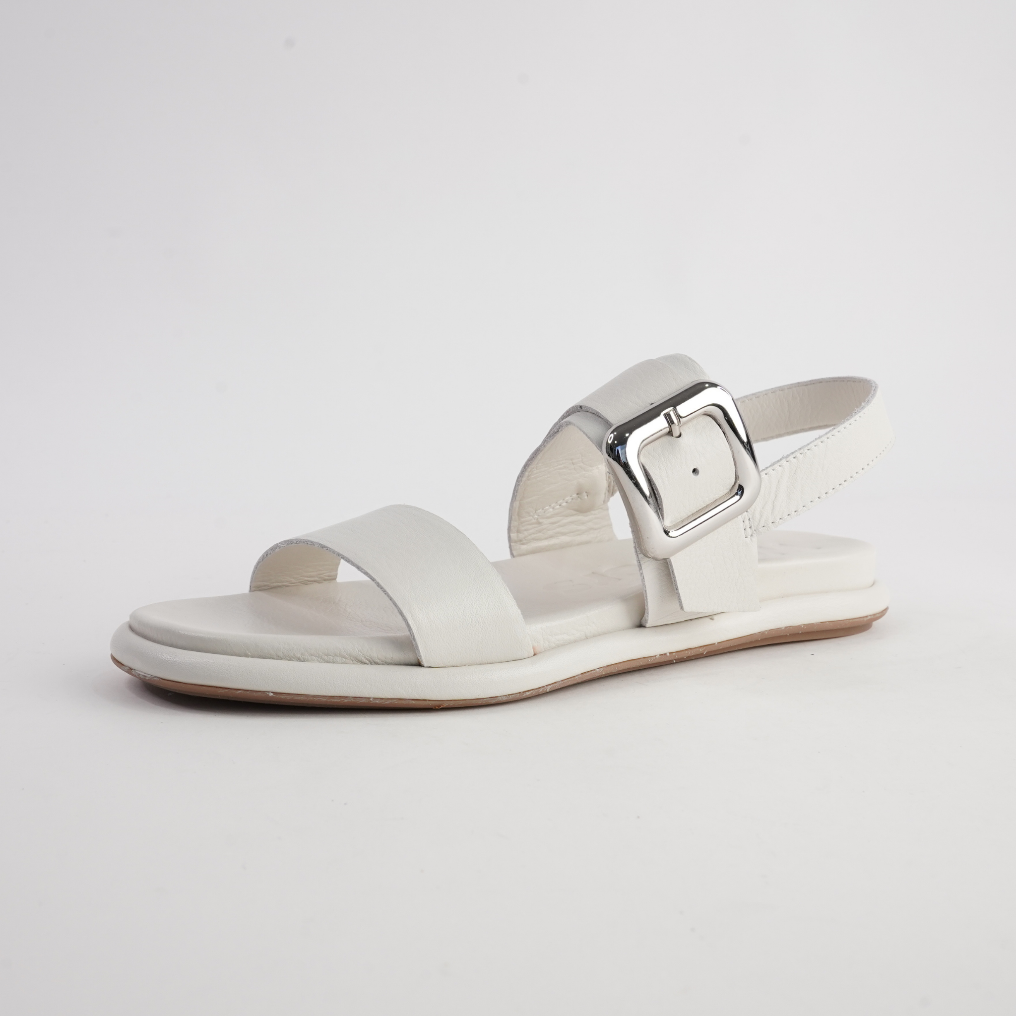 Bay White Leather Sandals