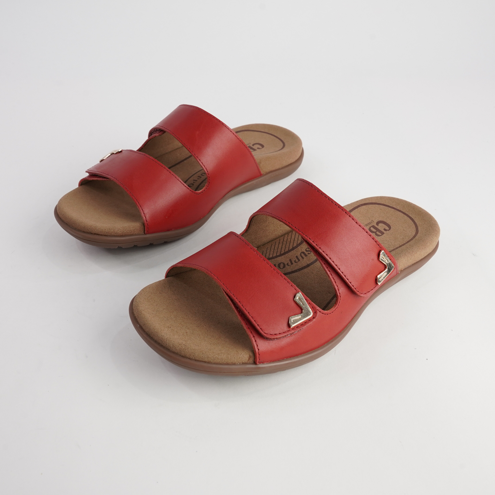 Tribe Red Leather Slides