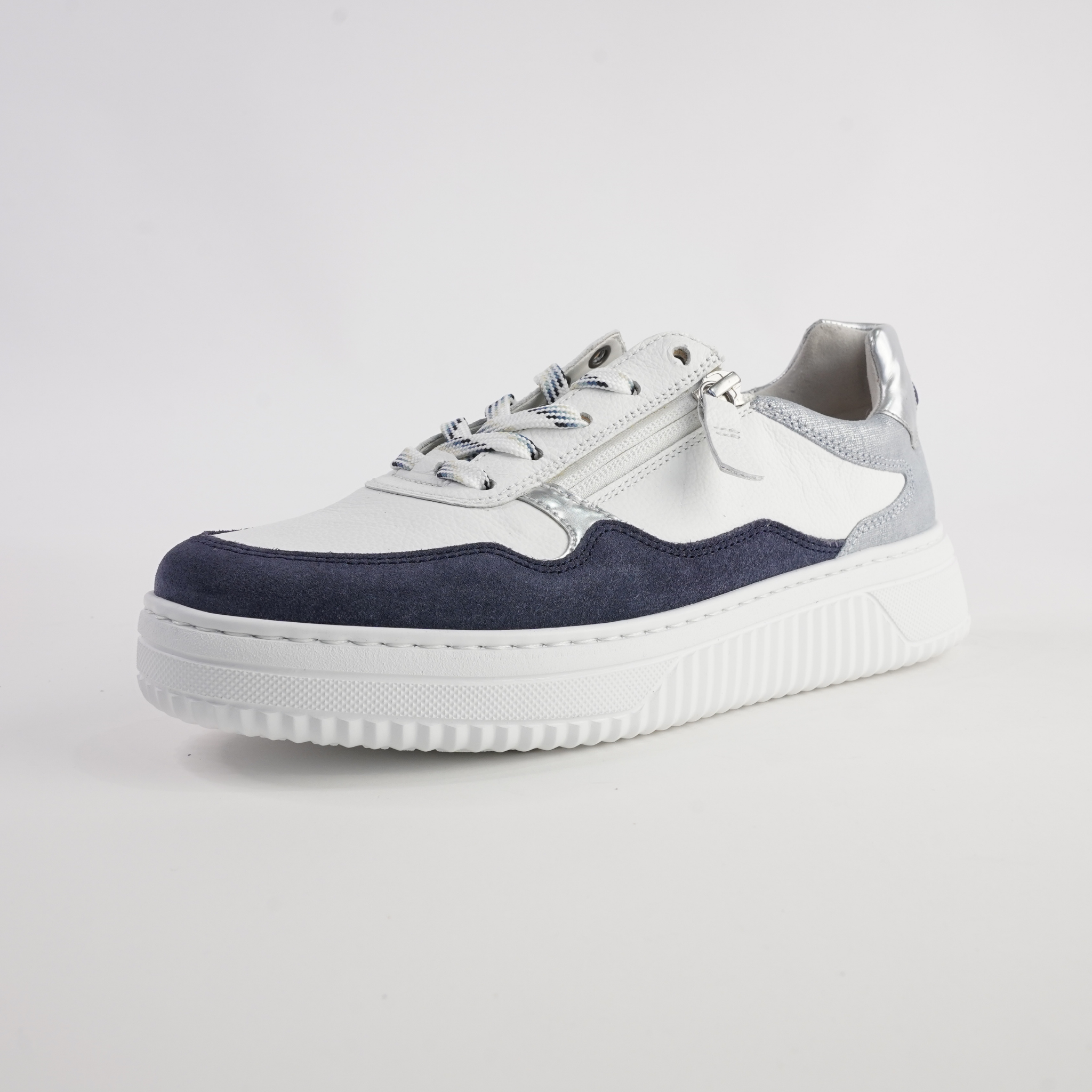 Demi White/ Denim Leather Sneakers