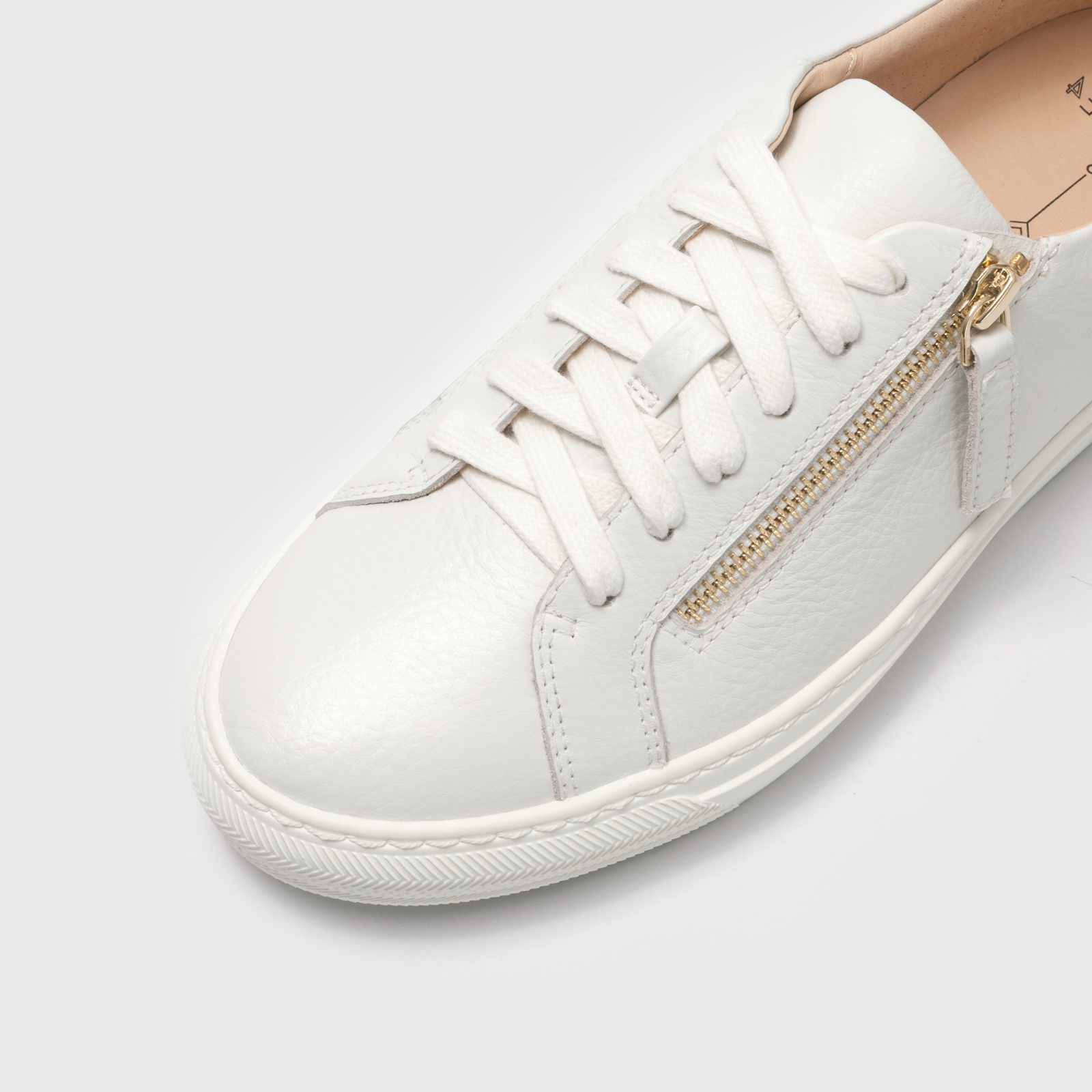Billie White Tumbled Leather Sneakers