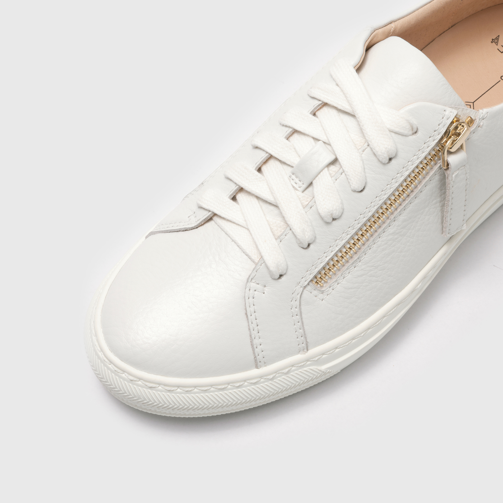 Billie White Tumbled Leather Sneakers