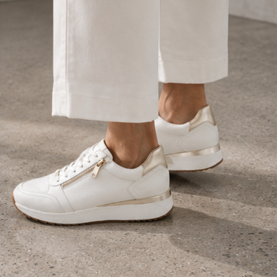 Brooklyn White Gold Leather Sneakers