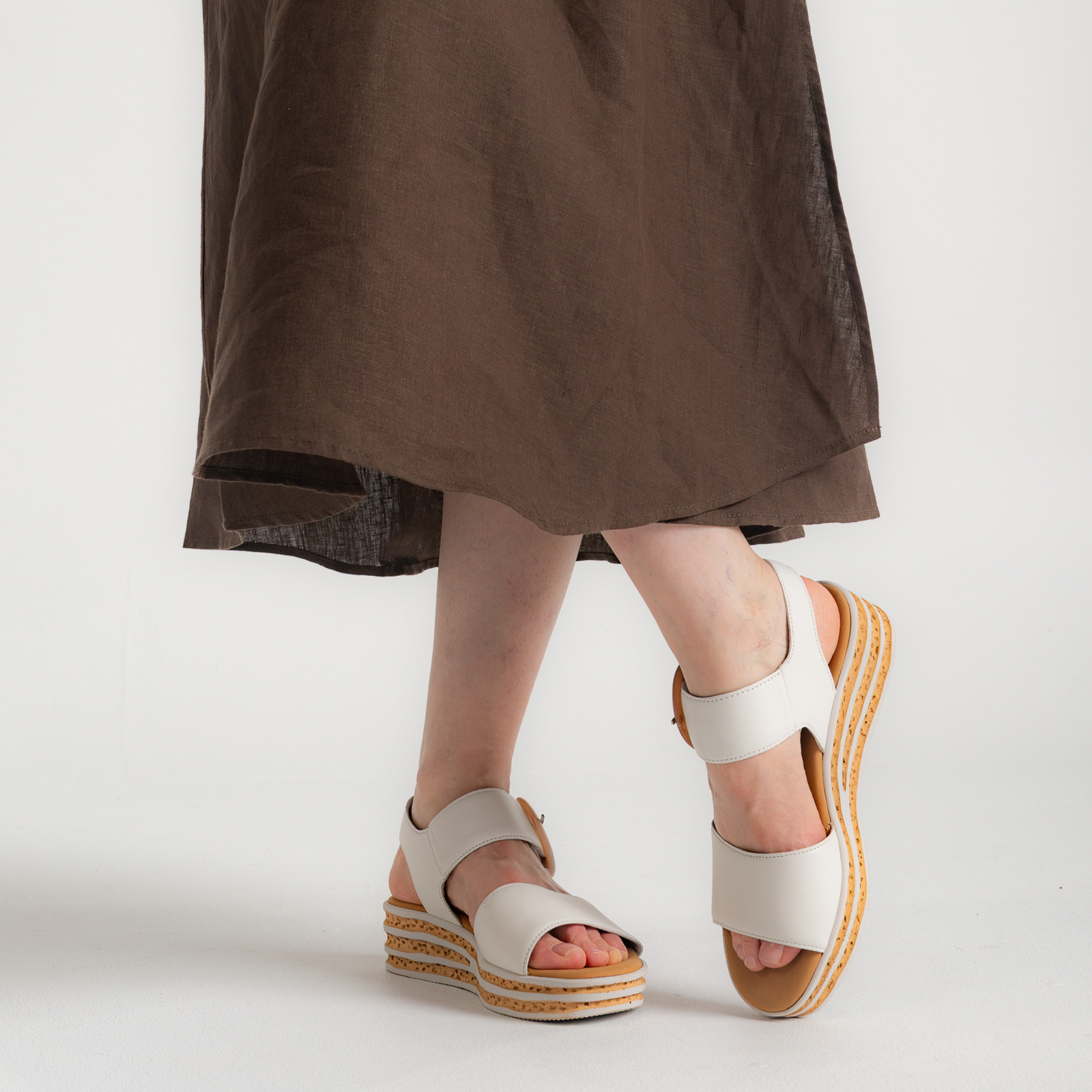 Margo White Leather Sandals