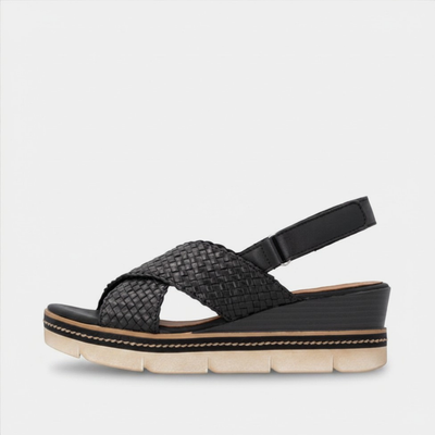 D2L59 Black Wedge Sandals