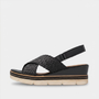 D2L59 Black Wedge Sandals