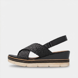 D2L59 Black Wedge Sandals