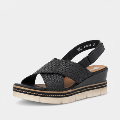 D2L59 Black Wedge Sandals