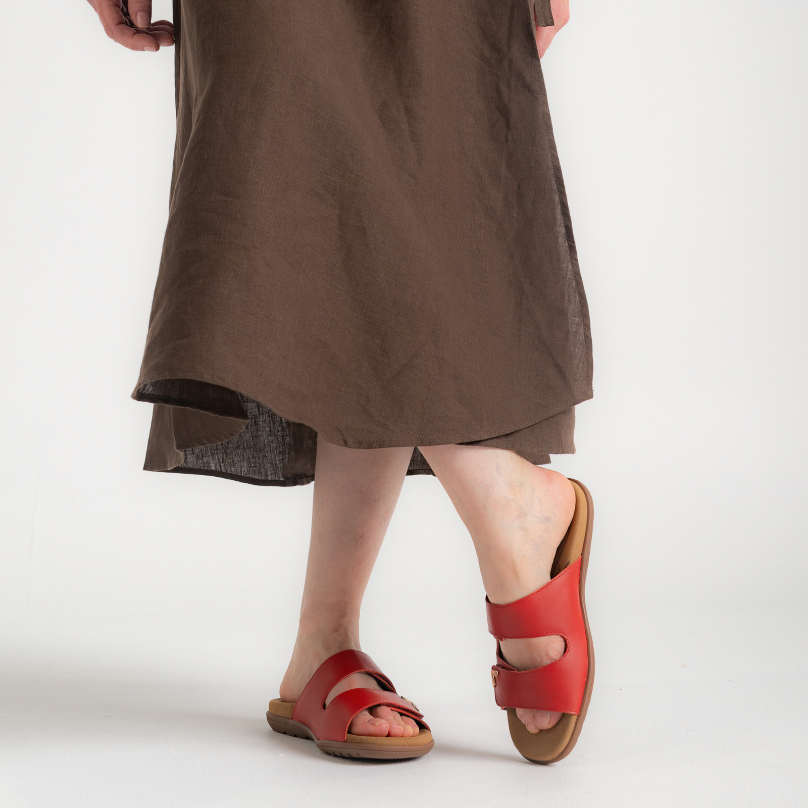 Tribe Red Leather Slides