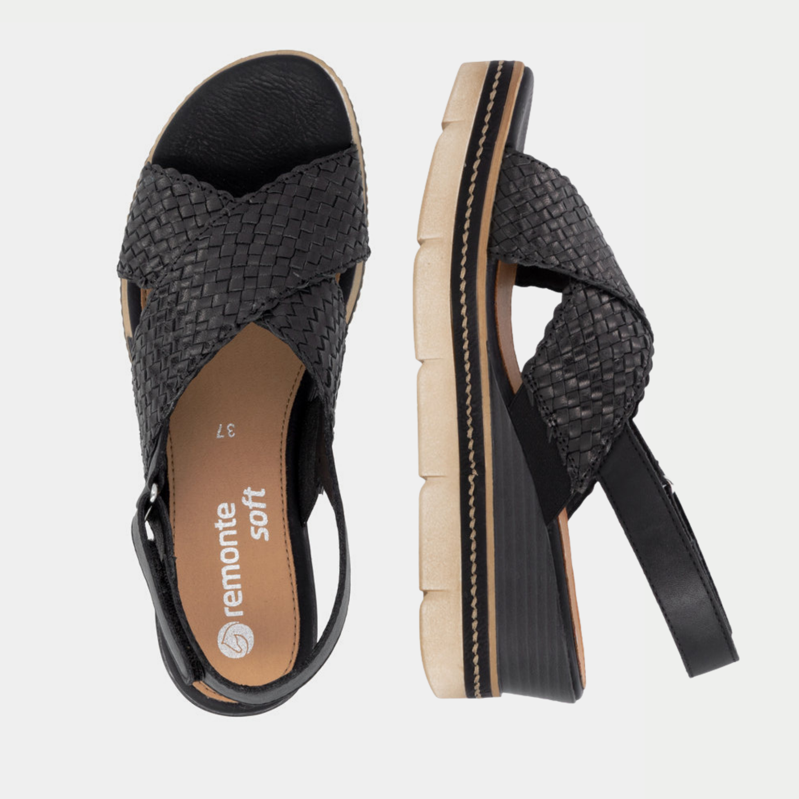 D2L59 Black Wedge Sandals