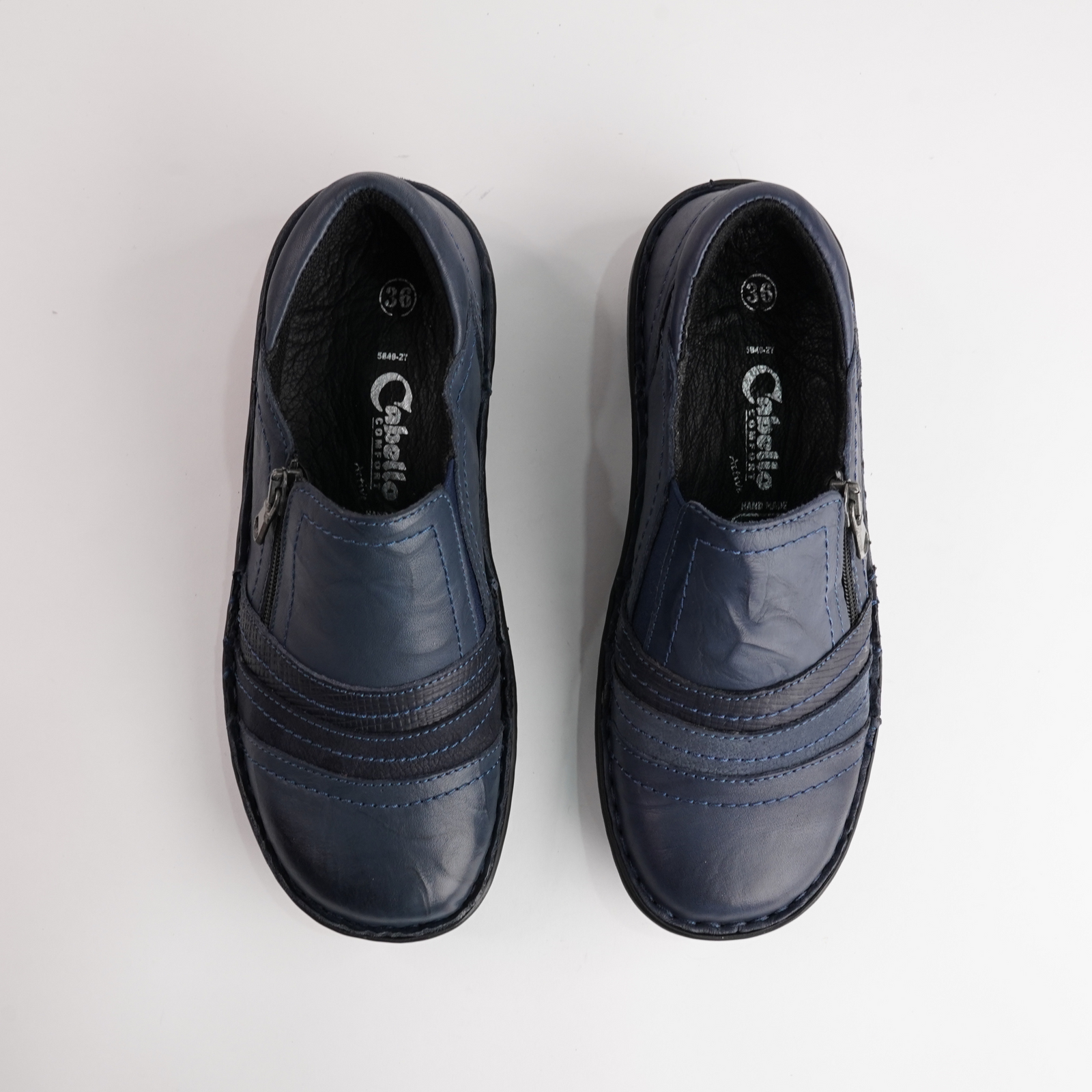 5849-27 Navy Leather Flats