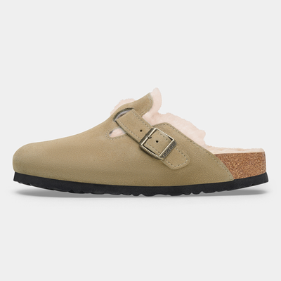 Boston Shearling Taupe Suede/ Shearling Flats