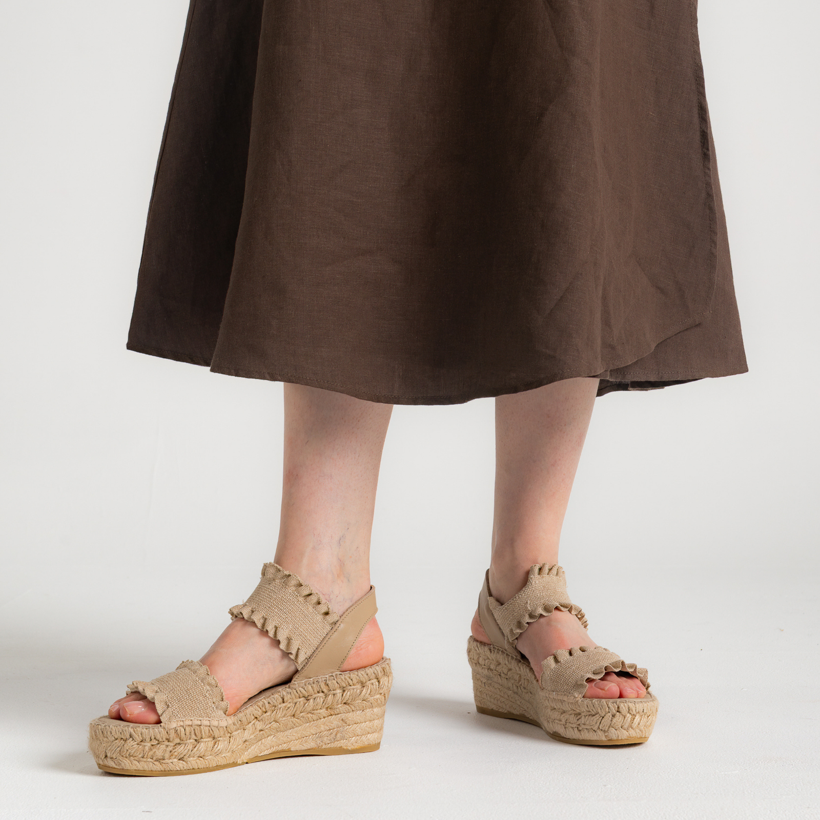 2245 A Beige Espadrille Wedges