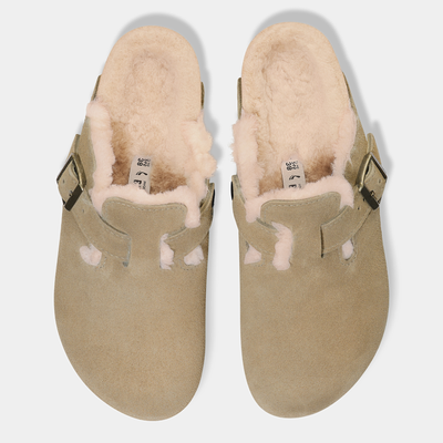 Boston Shearling Taupe Suede/ Shearling Flats