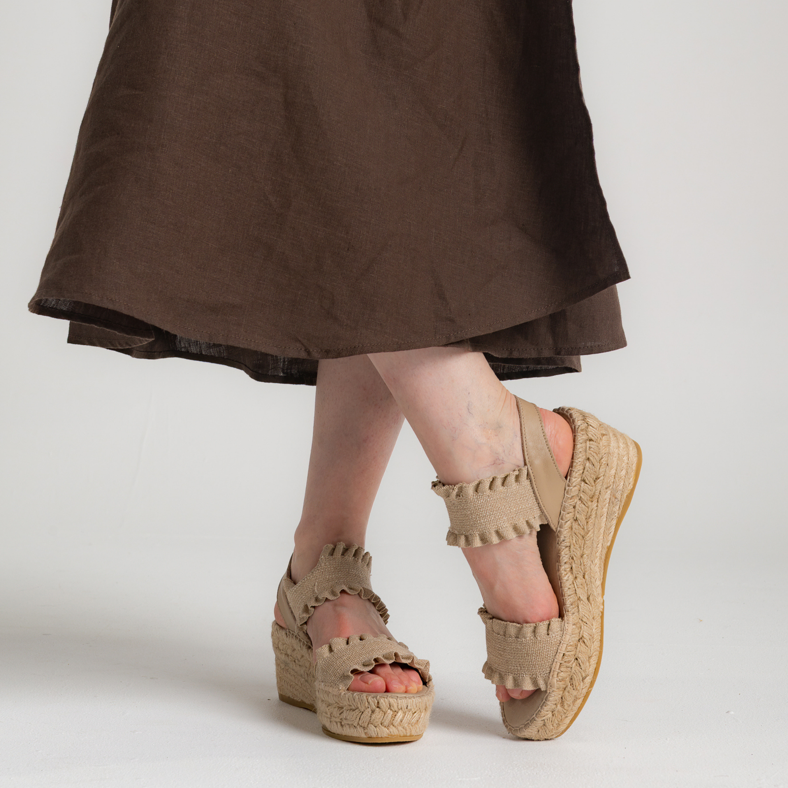2245 A Beige Espadrille Wedges
