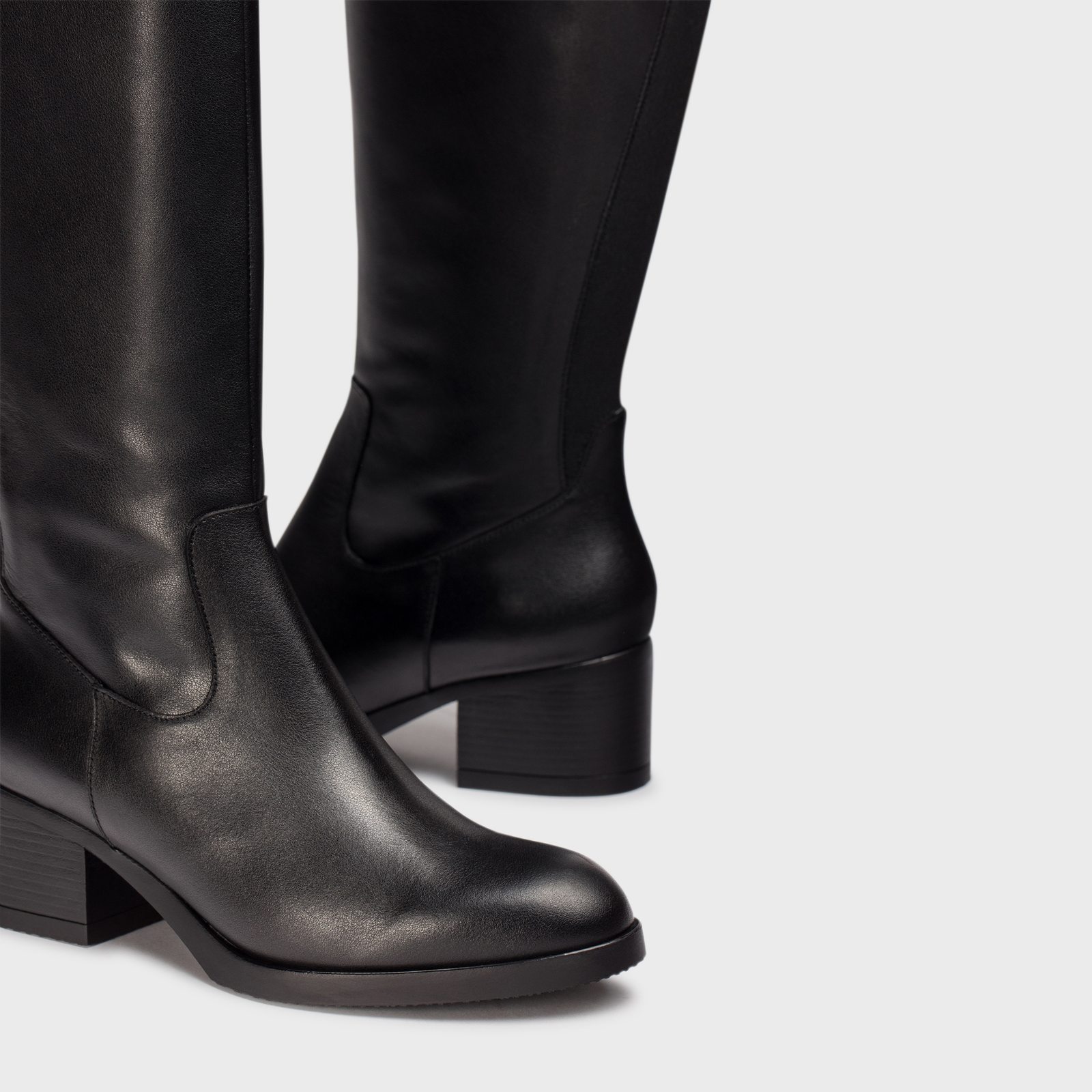 Zyra Negro Leather Knee High Boots
