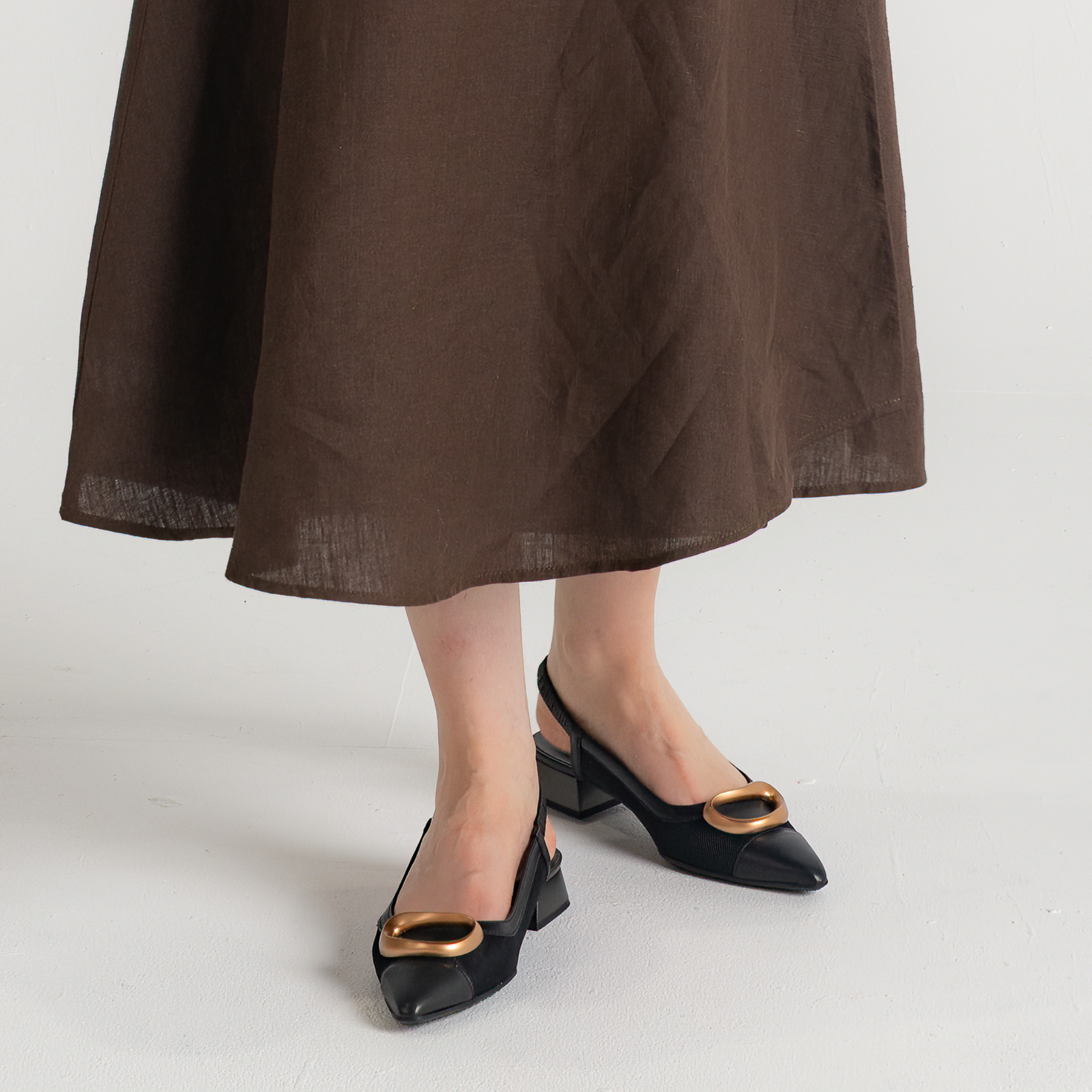 Hv253955 Black Leather Flats