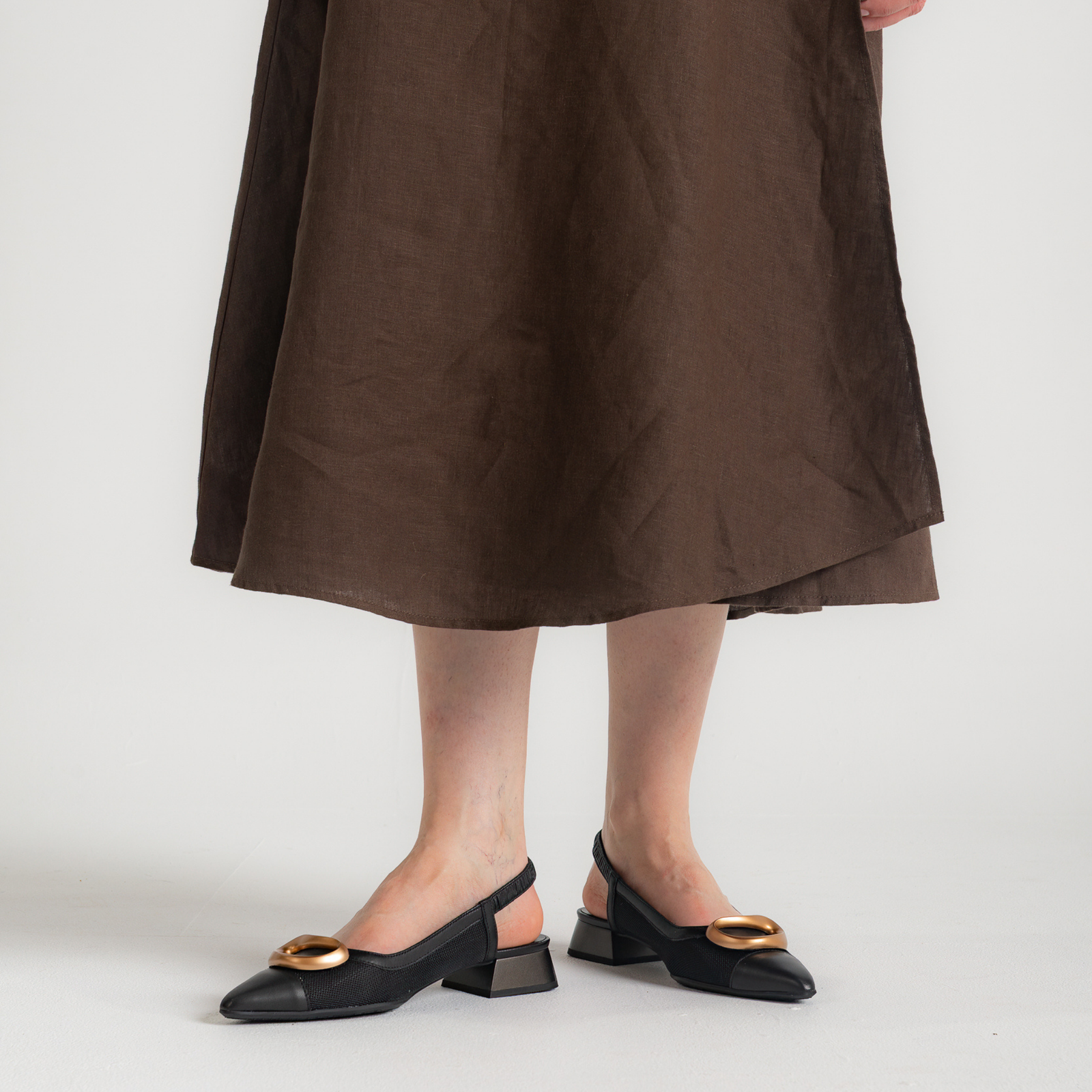 Hv253955 Black Leather Flats