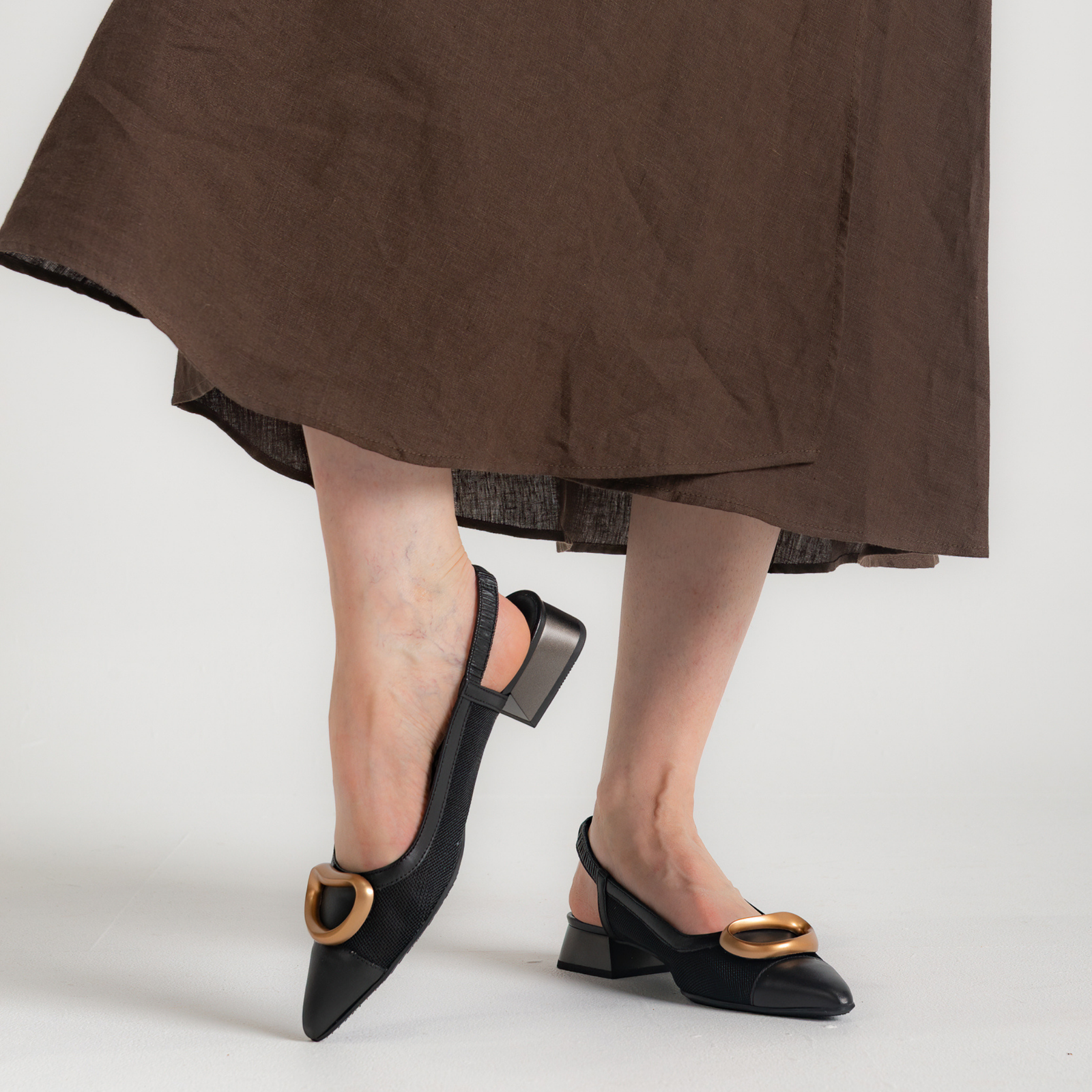 Hv253955 Black Leather Flats