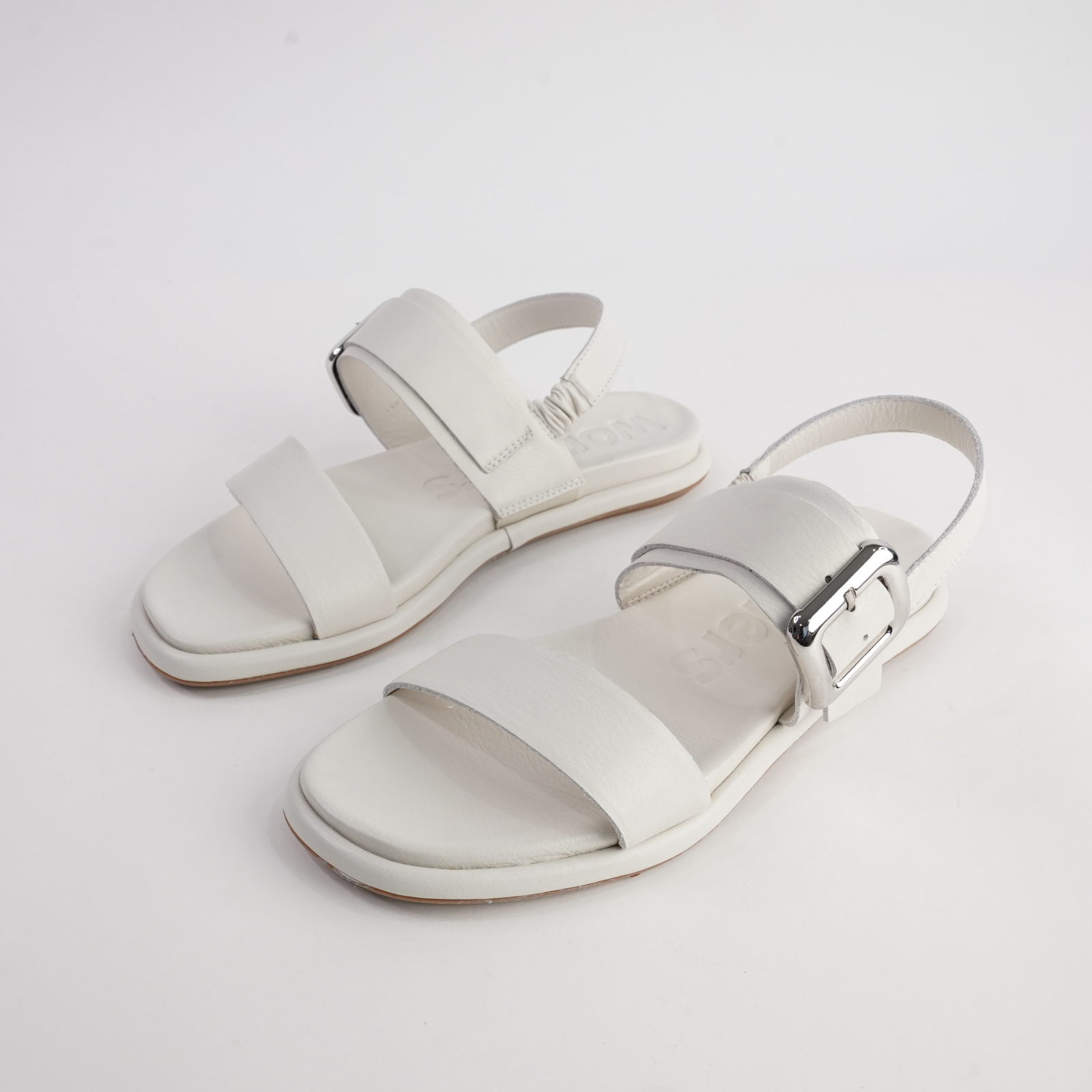 Bay White Leather Sandals