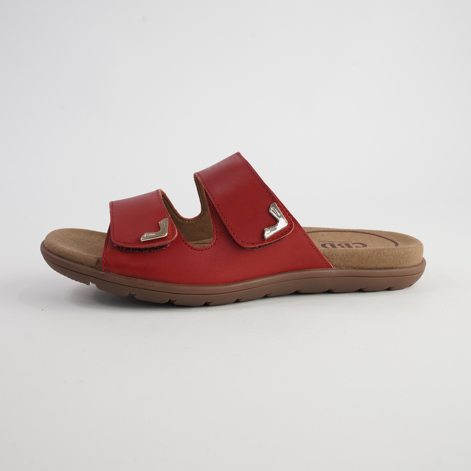 Tribe Red Leather Slides