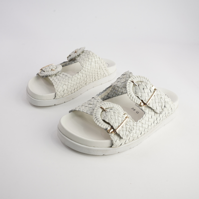 Janescha 701 Off White Leather Slides