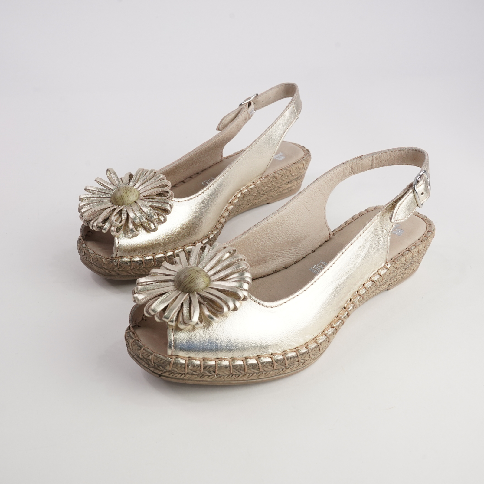 Erica Platino Leather Espadrille Wedges
