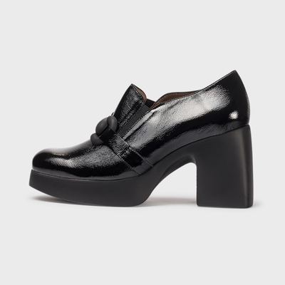 Zylo Negro Patent Heeled Loafers