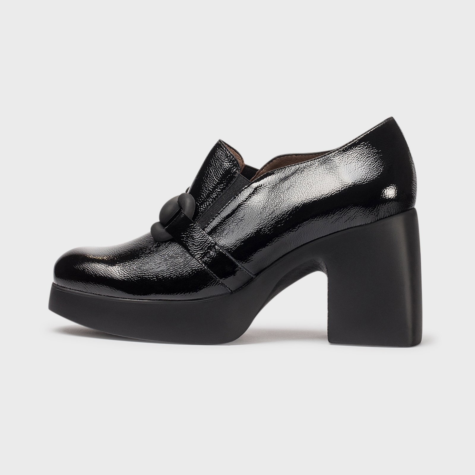 Zylo Negro Patent Heeled Loafers