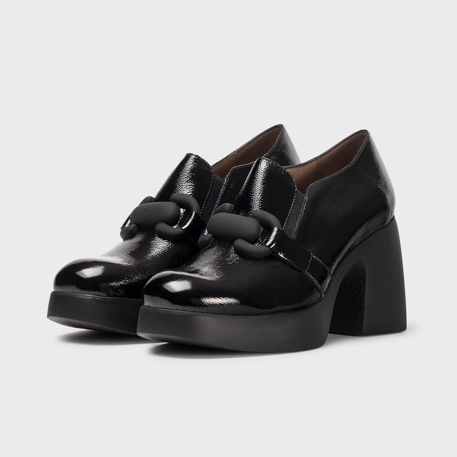 Zylo Negro Patent Heeled Loafers