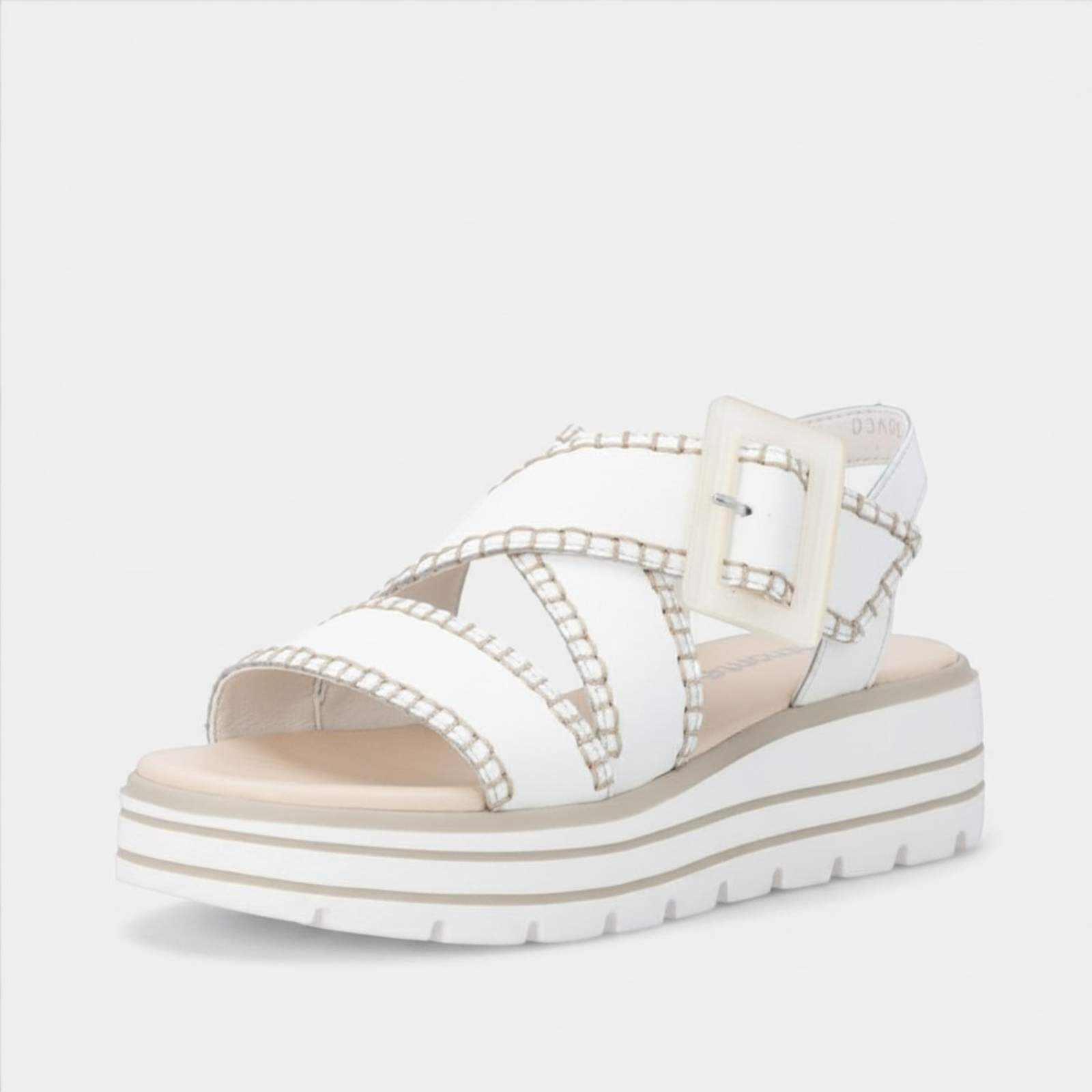 D3N51 White Leather Wedge Sandals