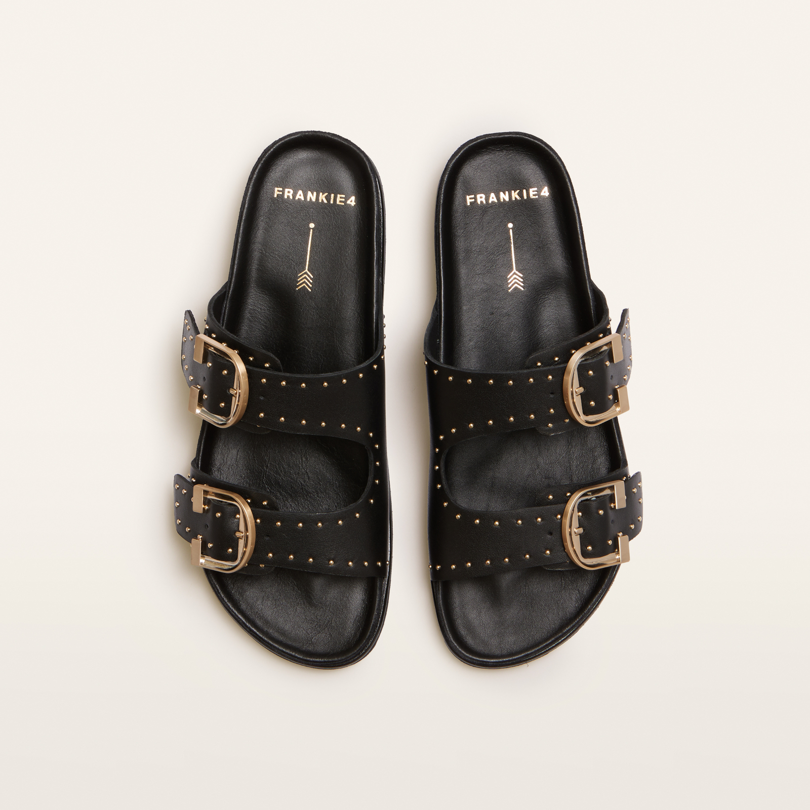 Deon Black Stud Leather Sandals