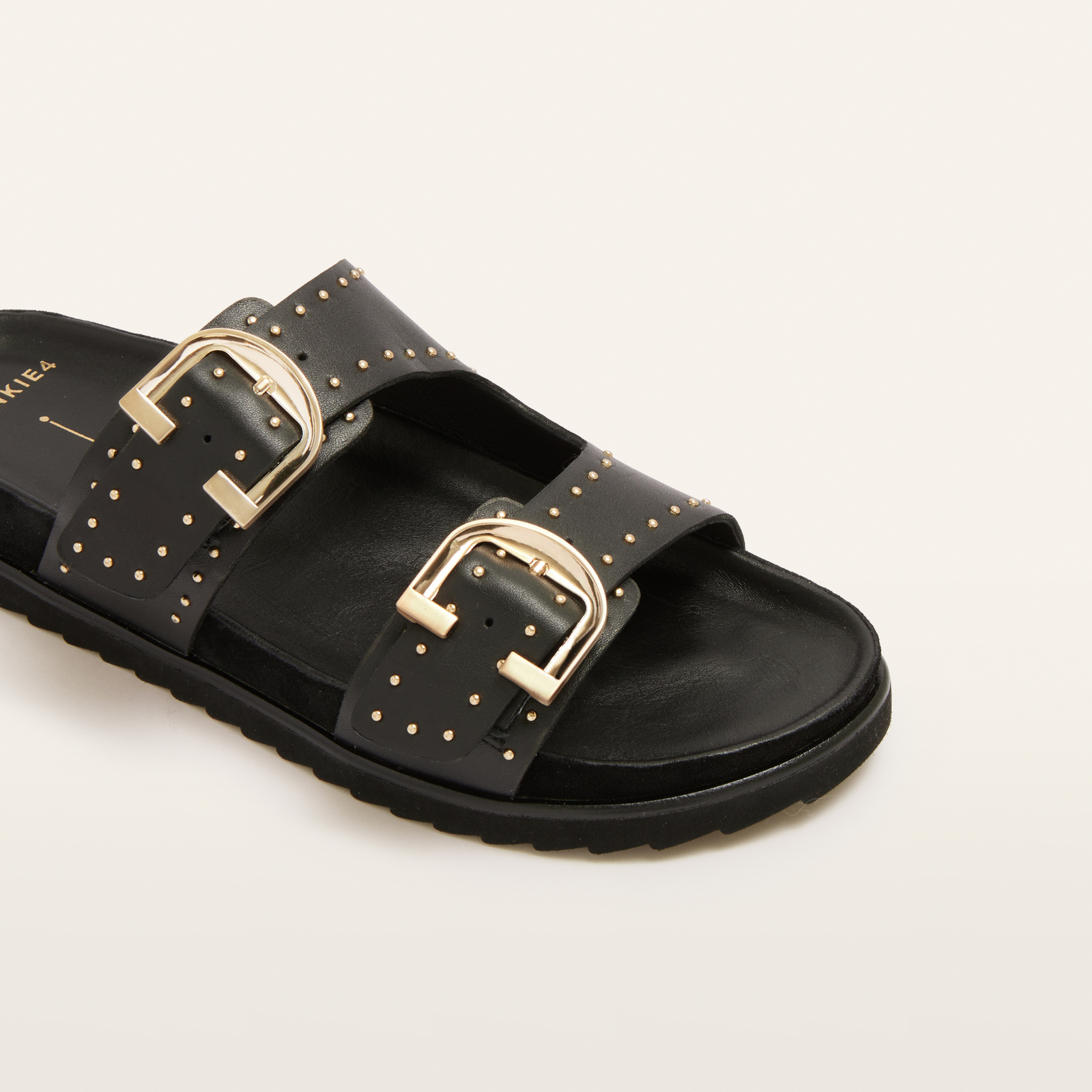 Deon Black Stud Leather Sandals