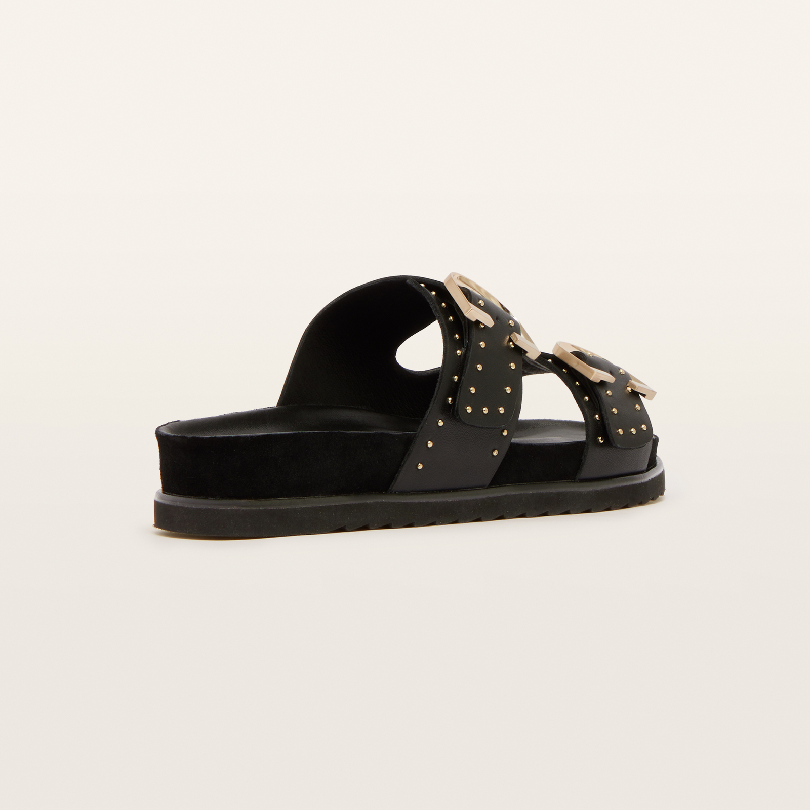 Deon Black Stud Leather Sandals