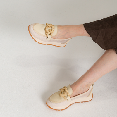 Hv254065 Cream Leather Loafers